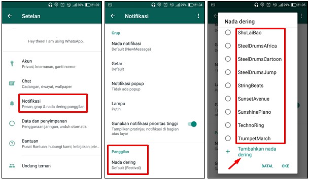 Mengganti Nada Dering Panggilan Pribadi WA
