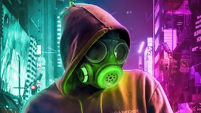 Green Mask Hoodie Guy Full HD Wallpaper