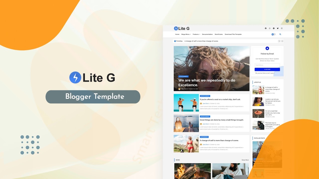 LiteG - Responsive & Fast Loaded Blogger Template