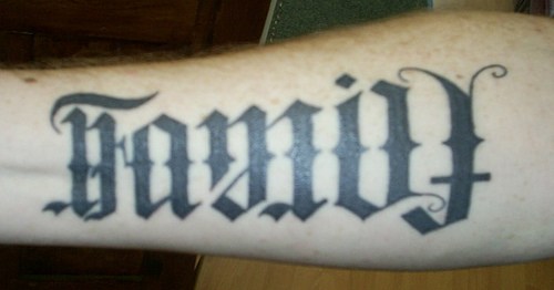 Inner forearm ambigram tattoo design.