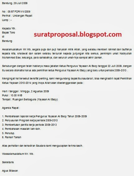 Contoh Surat Undangan Rapat Pertemuan