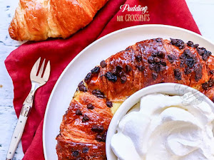 Pudding aux croissants et pépites de chocolat