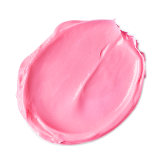 A pro of a bright pink puddle of thin body lotion with silver lustre running throughout it on a bright background