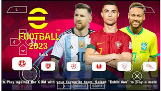 Download PES PPSSPP Mod eFootball 2023 Update Kits FIFA World Cup Best Graphics HD Camera PS5