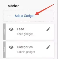 Add a gadget in blogger layout settings