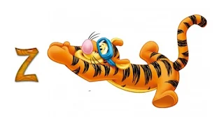 Abecedario de Tiger de Winnie the Pooh Buceando.