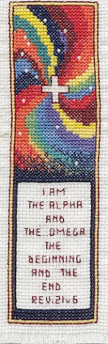 Alpha Omega bookmark Cross-stitch embroidery)