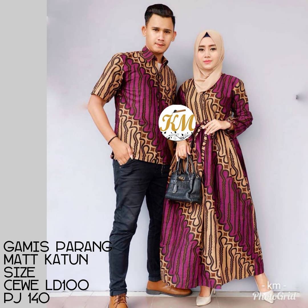  Contoh  Baju  Couple  Baju  Gamis Batik Busana Muslim Terbaru 2019