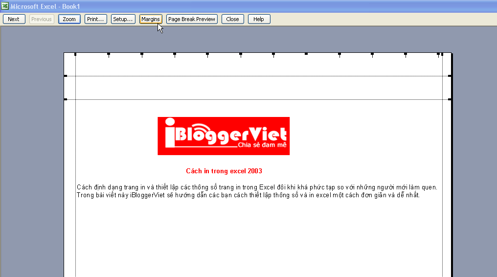 Cách in trong excel 2003