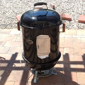 My charcoal smoker: a modded Brinkmann (ECB) and Weber Jumbo Joe hybrid