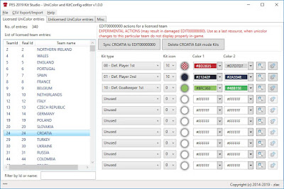 PES 2019 Kit Studio 2019 UniColor, UniformParameter & KitConfig editor by Zlac