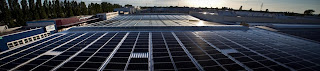 Solar Panels Rooftop Array on Warehouse