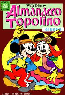 Almanacco Topolino 222 - Giugno 1975 | ISSN 1123-878X | CBR 215 dpi | Mensile | Fumetti | Universo Disney
L'Almanacco Topolino iniziò ad essere pubblicato nel 1957 come continuazione degli Albi d'Oro, una rivista che proponeva, alternativamente, storie tratte dall'universo Disney e storie non-Disney.
Nei primi anni trenta, con il nome di Albi d'Oro, la testata Almanacco Topolino venne utilizzata per pubblicare albi speciali, stagionali o annuali come nella moda statunitense. Dall'ottobre del 1956 la testata ha affiancato e poi sostituito la serie degli Albi d'Oro, divenuto semplicemente una piccola dicitura in un quadratino in alto a sinistra.
Sull'Almanacco Topolino venivano preferibilmente pubblicati fumetti stranieri, principalmente a causa del suo formato più ampio che consentiva di pubblicare le storie tipicamente a quattro strisce dell'estero senza rimontarle o ridurle in dimensioni. Alcuni anni più tardi, nel gennaio del 1970, venne adottata una nuova numerazione, partendo dal 157, ovvero contando i numeri usciti dal gennaio 1957 in poi, che diventa così il primo numero ufficiale della serie. Fino al dicembre 1981, la rivista aveva la caratteristica di essere stampata alternando due pagine a colori e due in bianco e nero: dal mese seguente divenne invece interamente a colori.
Dal gennaio 1985 la rivista ha assunto un formato ridotto e ha cambiato il suo nome in Mega Almanacco e successivamente in Mega 2000 e in Mega 3000 (dal 2000). Nel corso degli anni novanta ha iniziato a presentare al pubblico anche storie danesi e brasiliane, oltre a quelle statunitensi e olandesi.
L'Almanacco Topolino è stato ripreso nel corso dell'aprile 1999 come trimestrale: presentava le ristampe delle più illustri storie mai pubblicate sulla prima serie. Si è conclusa con il numero 13 del marzo 2002.
Buona parte delle storie classiche apparse sulla prima serie della rivista sono ristampate sulla testata Le Imperdibili, che si avvale delle copertine di Marco Rota. Anche questa serie ha chiuso i battenti, con il numero 33 del settembre 2007.
La rivista ha avuto questi titoli:
- Albi d'Oro: inizia come settimanale, presentando anche storie non-Disney, quindi diventa mensile con storie solo Disney fino al dicembre 1956;
- Almanacco Topolino: dal gennaio 1957 fino al dicembre 1984;
- Mega Almanacco: partito con il numero 337, nel gennaio 1985;
- Mega 2000: partito dal numero 424, nell'aprile del 1992;
- Mega 3000: partito dal numero 521, nel maggio 2000;
- Mega: partito con il numero 596 ad agosto 2006, e terminato con il numero 613 a gennaio 2008.
Tutte queste serie sono da considerarsi un'unica collana in virtù della numerazione continua.