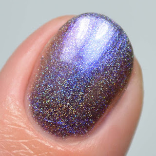 purple to red linear holographic multichrome nail polish