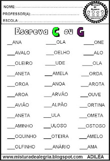 leitura e interpretação  de texto, ortografia C e G