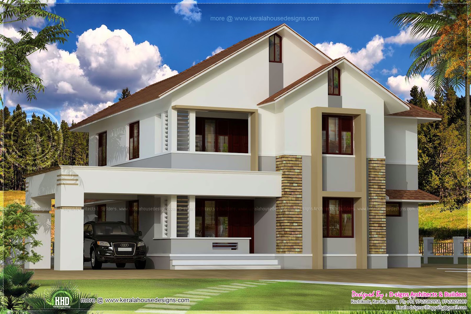  Simple  sloping roof  house  elevation Home  Kerala Plans 