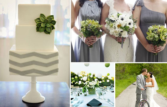 Credits Grey chevron wedding cake with succulent via Grey Likes Weddings 