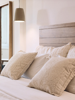 Bed area in a luxury suite in Mykonos