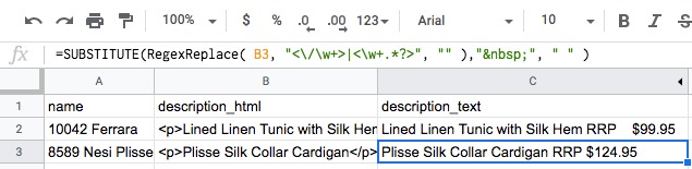 google sheet substitude regexreplace