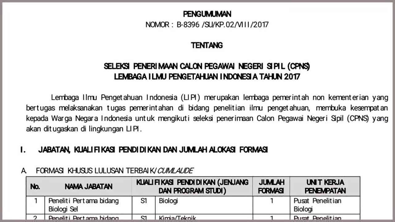 Info Hoax Seleksi CPNS LIPI 2017