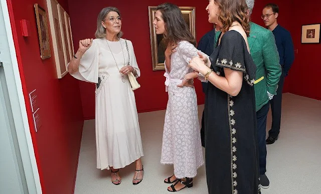 Princess Caroline wore a midi dress. Charlotte Casiraghi wore a light pink cotton and mixed fibers dress by Chanel