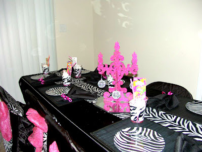  Birthday Party Supplies  Girls on The Party Table Includes  Black Table Cloth  Zebra Table Runner  Zebra