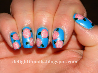 Pink Carnations Floral Manicure