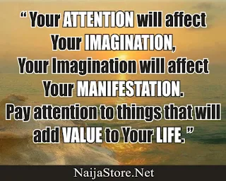“ Your ATTENTION will affect Your IMAGINATION, Your Imagination will affect Your MANIFESTATION. Pay attention to things that will add VALUE to Your LIFE. ” - Quotes