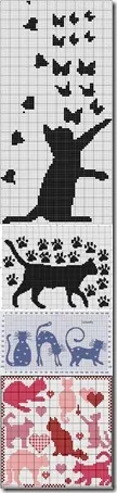siluetas gatos punto de cruz monocromo  (23)