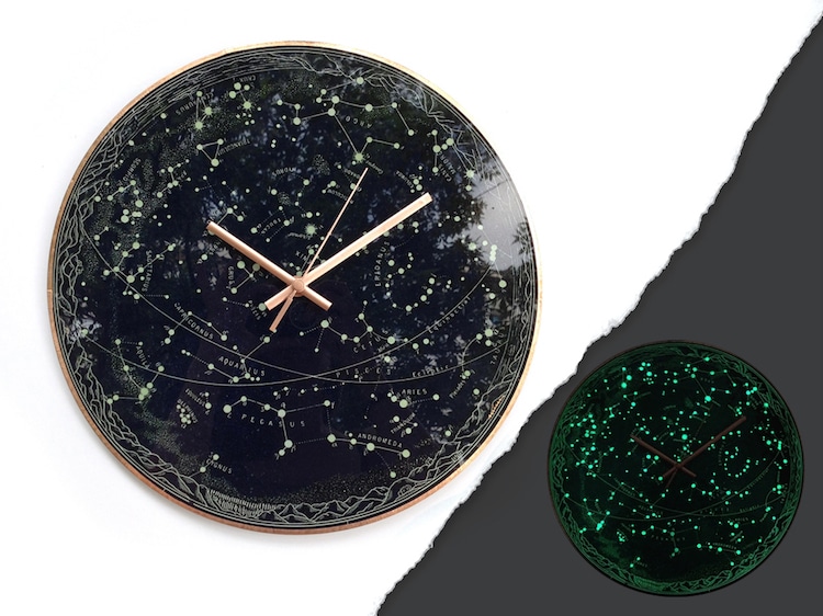 Artist Creates Wall Clocks That Glow In The Dark And Depict The Incredible Beauty Of The Solar System