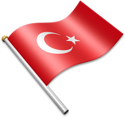 The Turkish flag on a flagpole clipart image