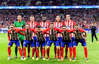 CLUB ATLÉTICO DE MADRID - Madrid, España - Temporada 2017-18 - Oblak, Lucas, Thomas, Filipe Luis y Godín; Griezmann, Juanfran, Ángel Correa, Saúl, Koke y Carrasco. CLUB ATLÉTICO DE MADRID 1 (Griezmann) CHELSEA F. C. 2 (Morata y Batshuayi). 27/09/2017. UEFA Champions League, fase de grupos. Madrid, estadio Wanda Metropolitano