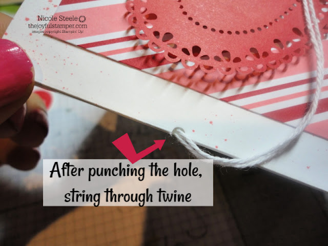 Punching tip for tying ribbon through card fold