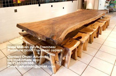 Furniture Trembesi jepara-Jual Meja trembesi jepara bentuk alami kayu besar Natural-Meja perjamuan solid trembesi jepara