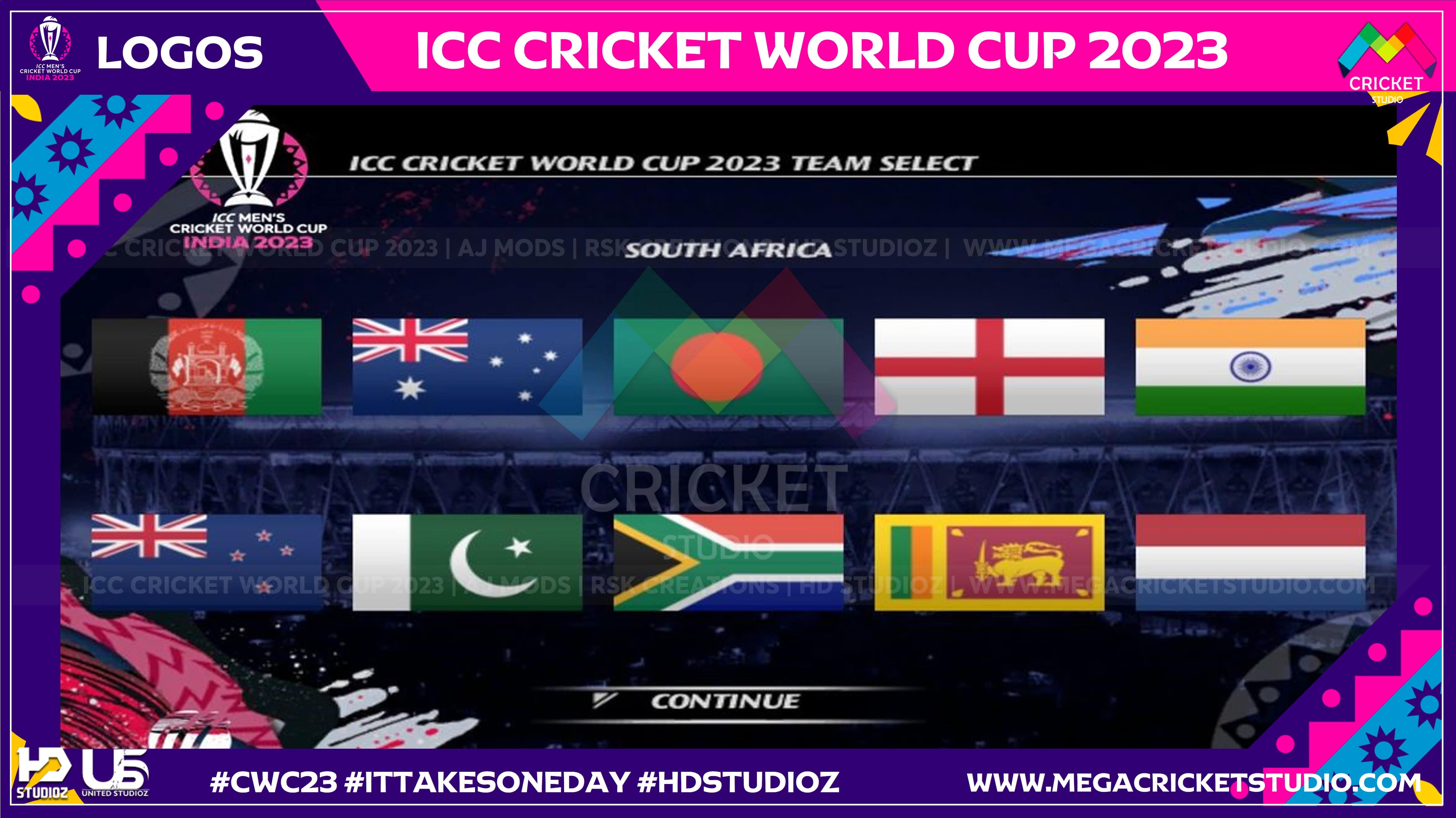 ICC Cricket World Cup 2023 Broadcasting Logos for EA Cricket 07