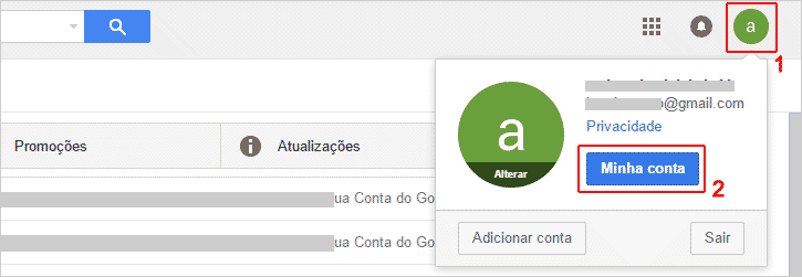 Minha conta - Alterar senha Gmail