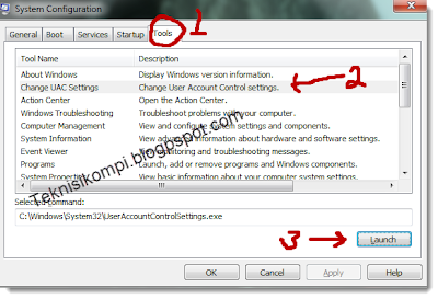 langkah disable user account control