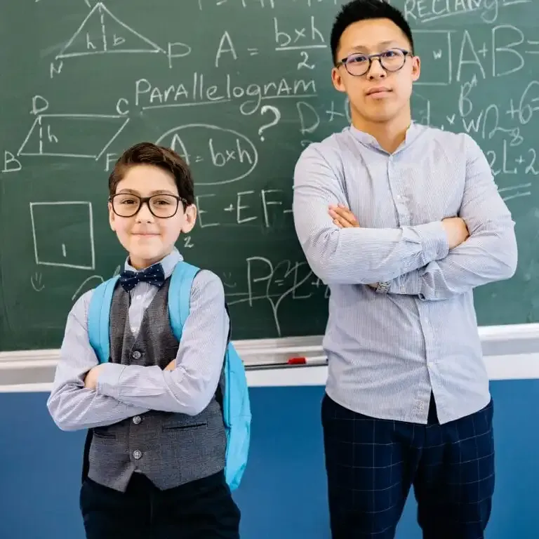 Ilustrasi seorang murid dan guru Les Privat Matematika