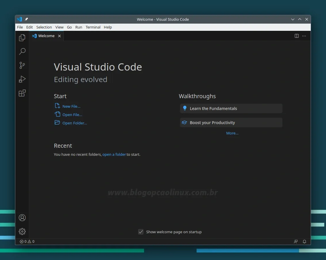 Visual Studio Code executando no openSUSE Leap 15.5