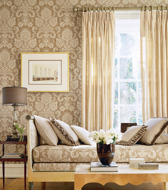 Damask Living Room Decorating