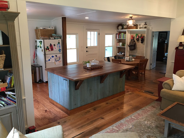 Reclaimed Pine Wood, Walnut, Distressed, Farmhouse Kitchen Island, Wood fronts, Wood countertop, 