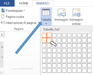 Word: inserisci tabella