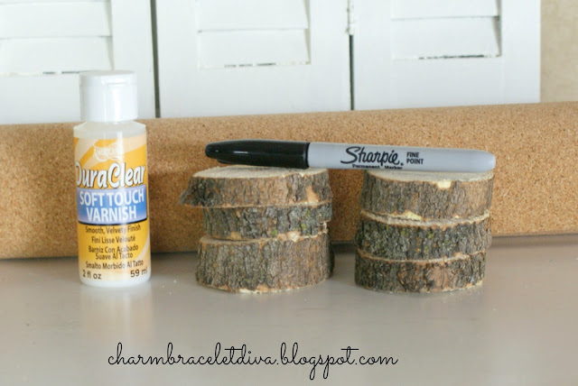 Materials List For DIY Rustic Farmhouse Wood Slice Coasters by Charm Bracelet Diva {At Home}