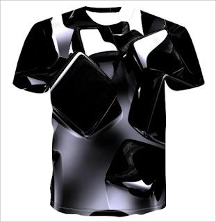 Summer Boys' New 3D Stereoscopic Technology Fashion Printed Men's Clothing T-shirt, Casual Fun Large Top Short Sleeve- with New 3D Stereoscopic  black color