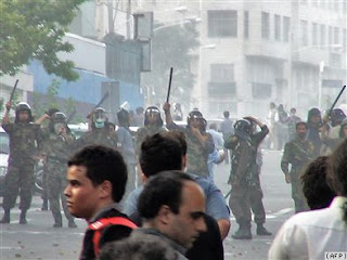 Conflict between police and protesters in Kyrgyzstan