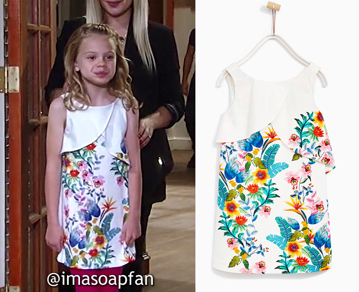 Charlotte Cassadine, Scarlett Fernandez, Tropical Floral Dress with Layered Neckline, Zara, General Hospital, GH