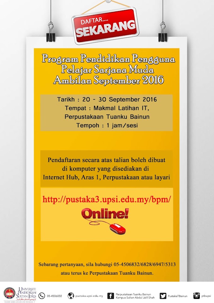 berita@pustaka : Program Pendidikan Pengguna Pelajar Sarjana Muda Ambilan Sep 2016