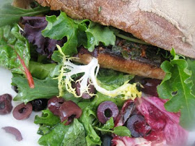 Toasted Ciabatta Sandwich with Brie, Sun-Dried Tomatoes and Pesto