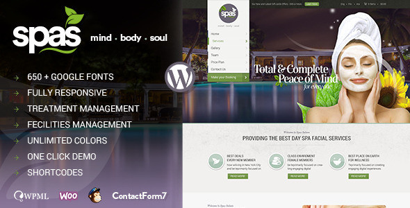 Spa Health and Beauty Wordpress Theme Free Download