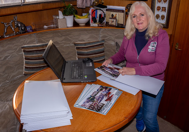 Photo of me packing up the calendars ready for collection